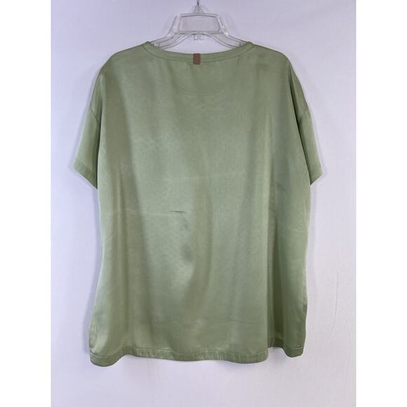 Lunya 100% Silk Pajama Top Shirt Only Sz XS/S Oversized Washable Sleep Tee Green - Picture 6 of 9